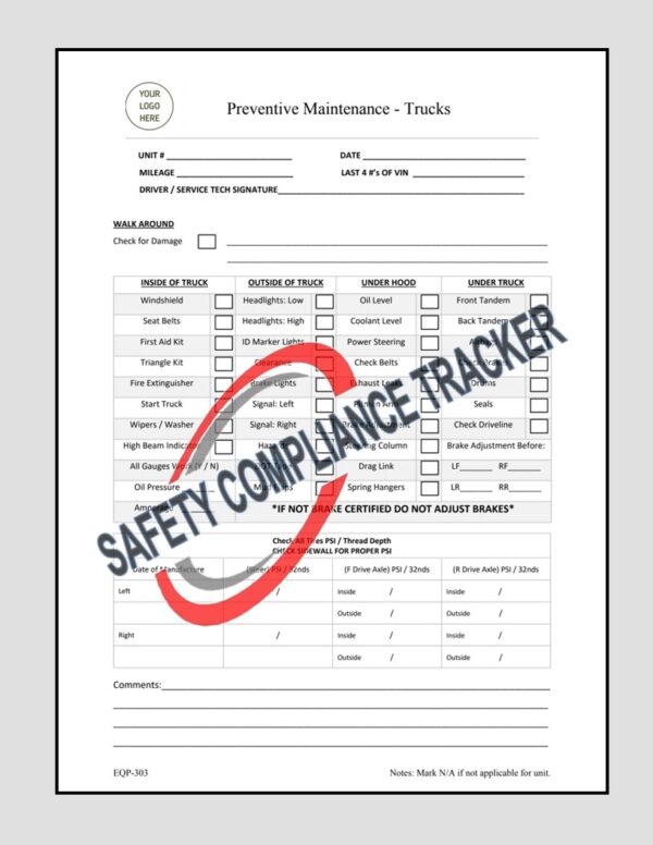 EQP-303 Preventive Maintenance - Trucks